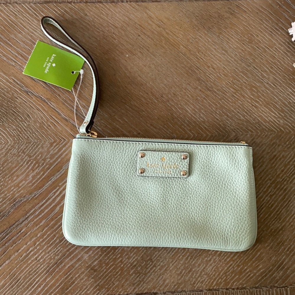 KATE SPADE blue leather wristlet NWT
